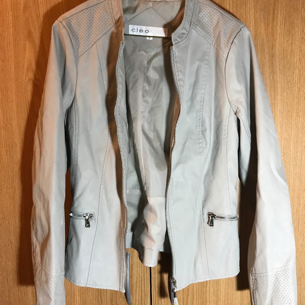 Cleo Motorcycle Style Vegan Leather Jacket (S/M)